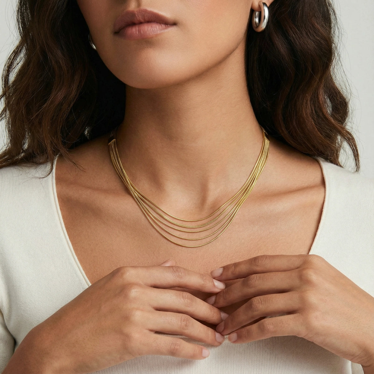 Golden Hour Layers Necklace — Gold-plated steel — Amaurine (view 4)