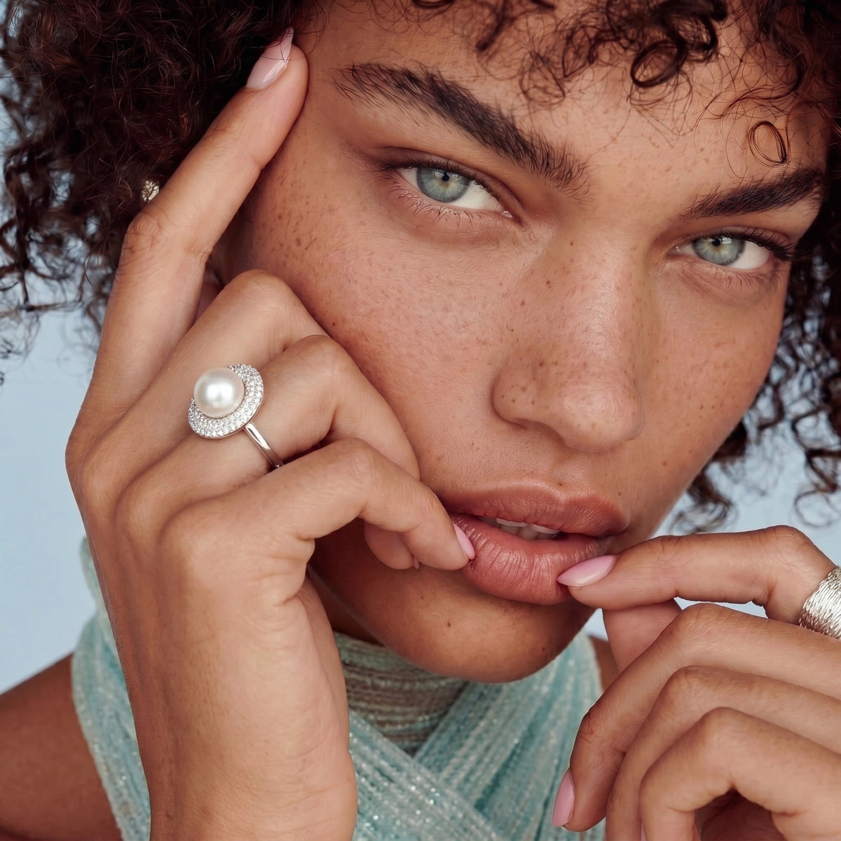 Pearl Constellation Ring — Rhodium-plated 925 sterling silver — Amaurine (view 5)