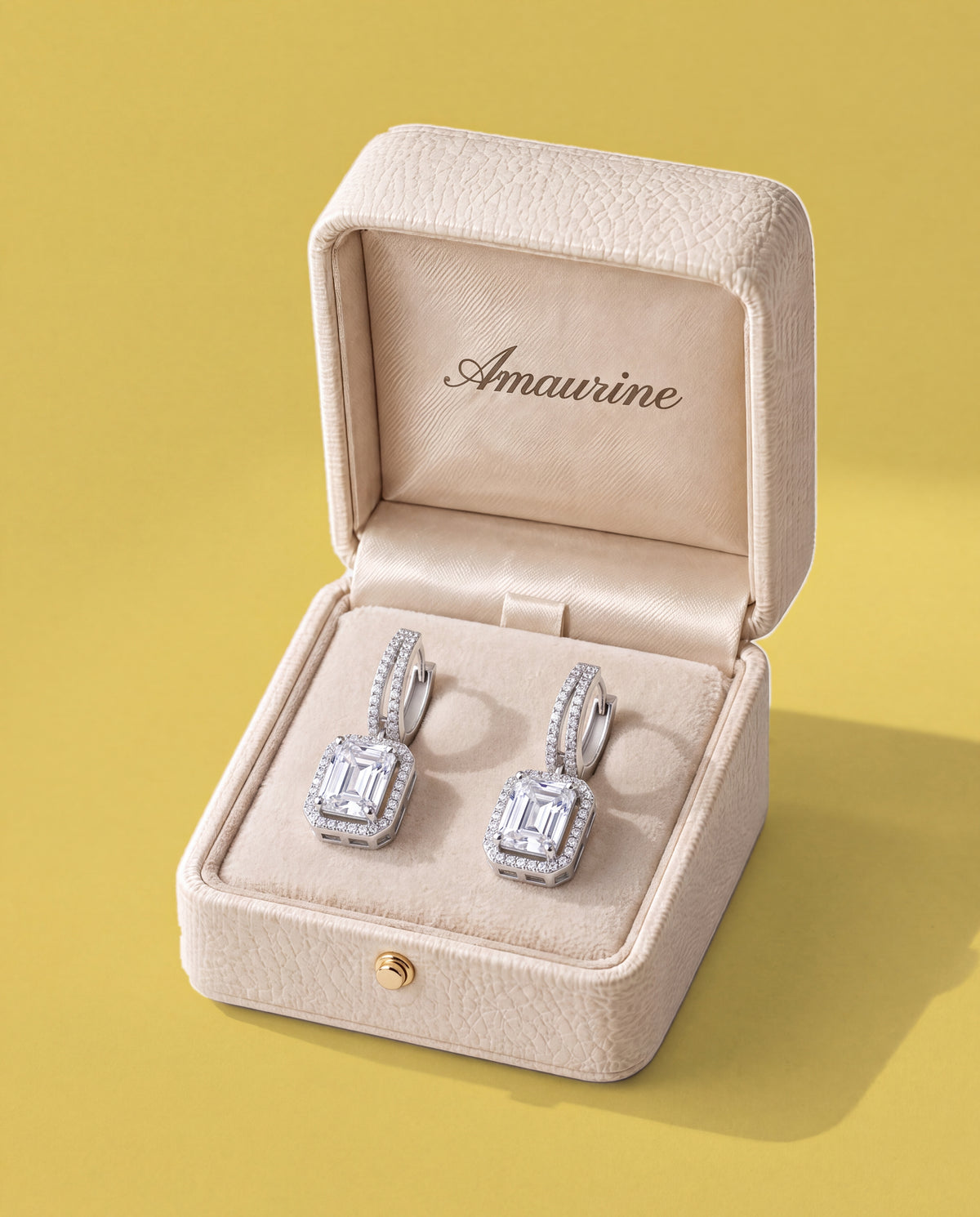 Cascade Emerald-Cut Drops — presentation box