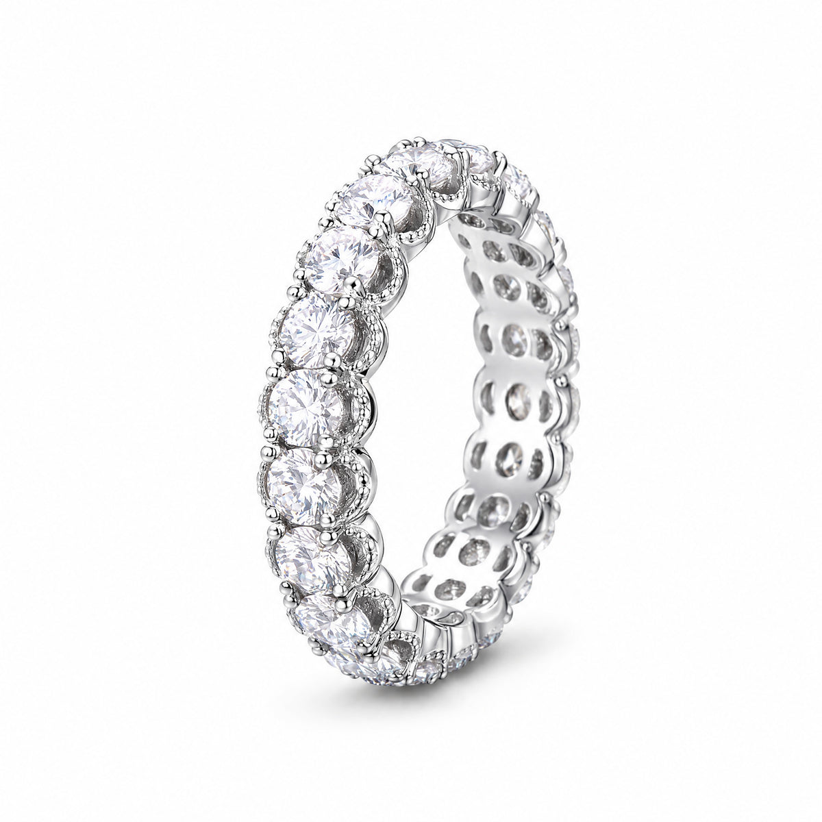 Rivière Ring in sterling silver with brilliant-cut moissanite