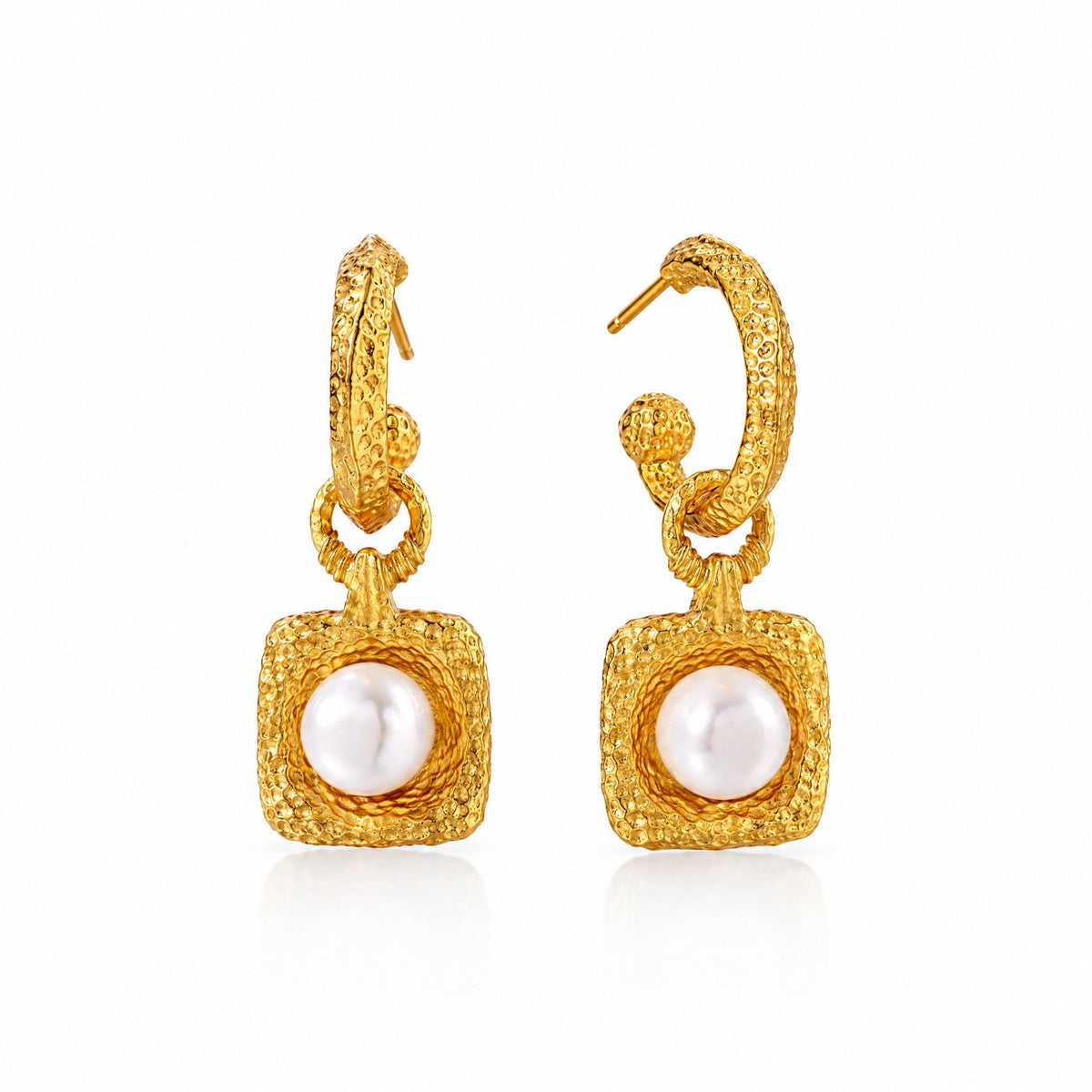 Lanterne Pearl Drop Hoops — Amaurine
